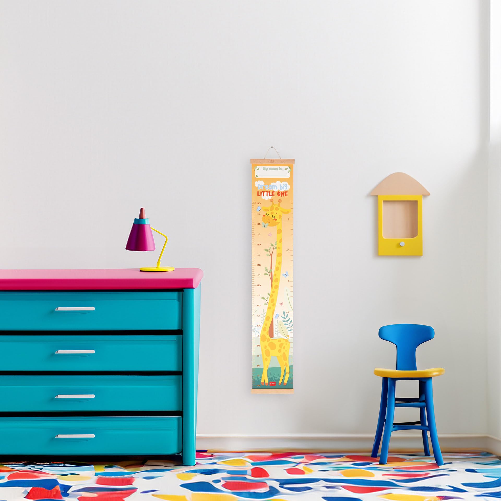 Legami Metro da Parete Dream Big Little One per Altezza Bambini 160 cm 41 Stickers Inclusi Listelli Legno Tema Giraffe