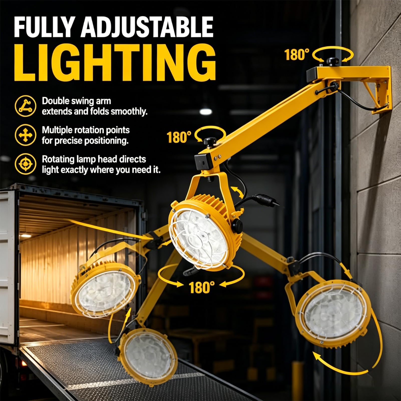 Luce del bacino di carico con braccio pieghevole, illuminazione LED