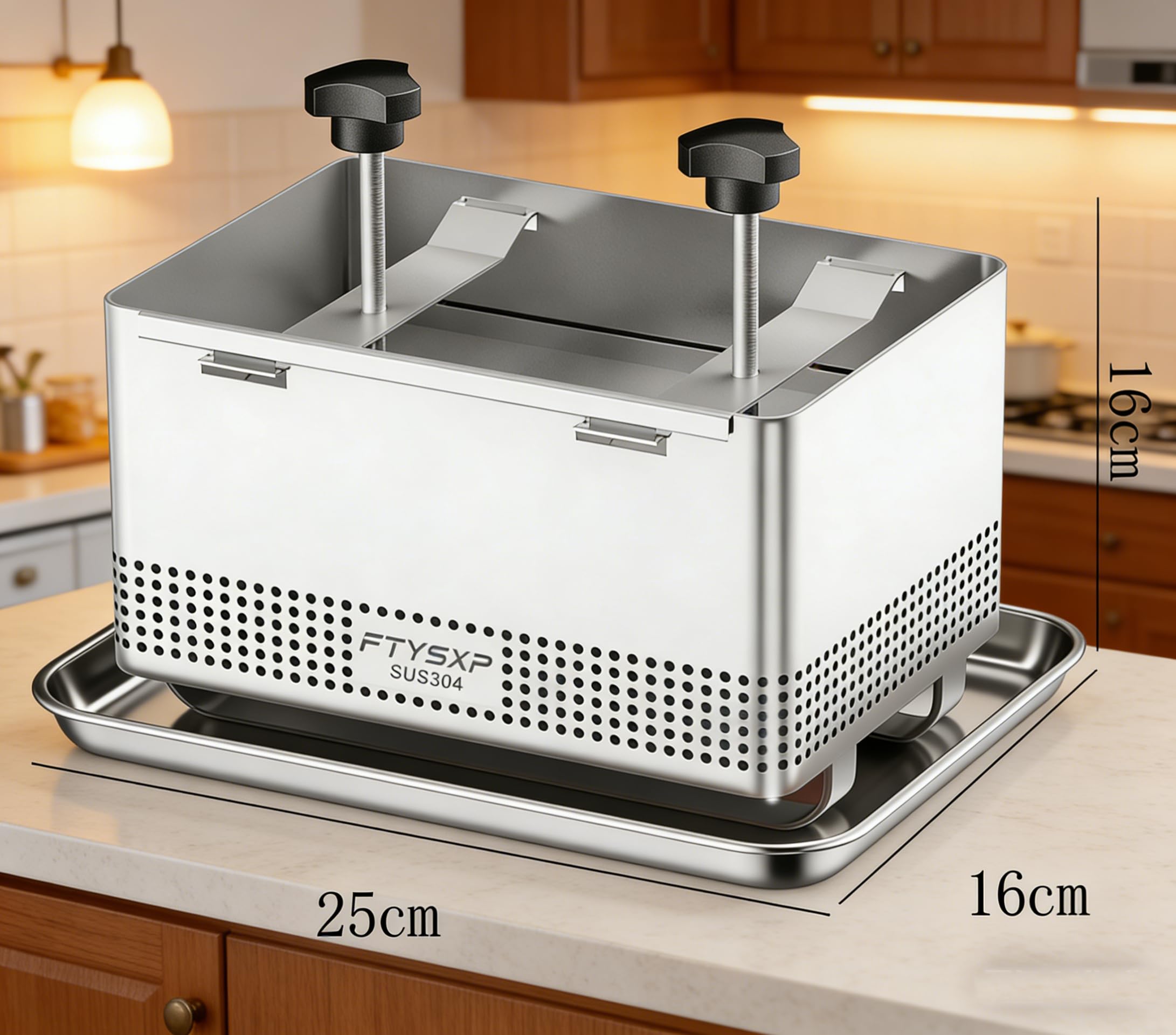 Tofu Press -304 in Acciaio Inox Vegano Tofu Press per accelerare la rimozione di Acqua dalla Seta in 10-30 min per Tofu Solido o Extra Solido Senza crepa BPA lavastoviglie Safe (22 * 16 * 12 cm)