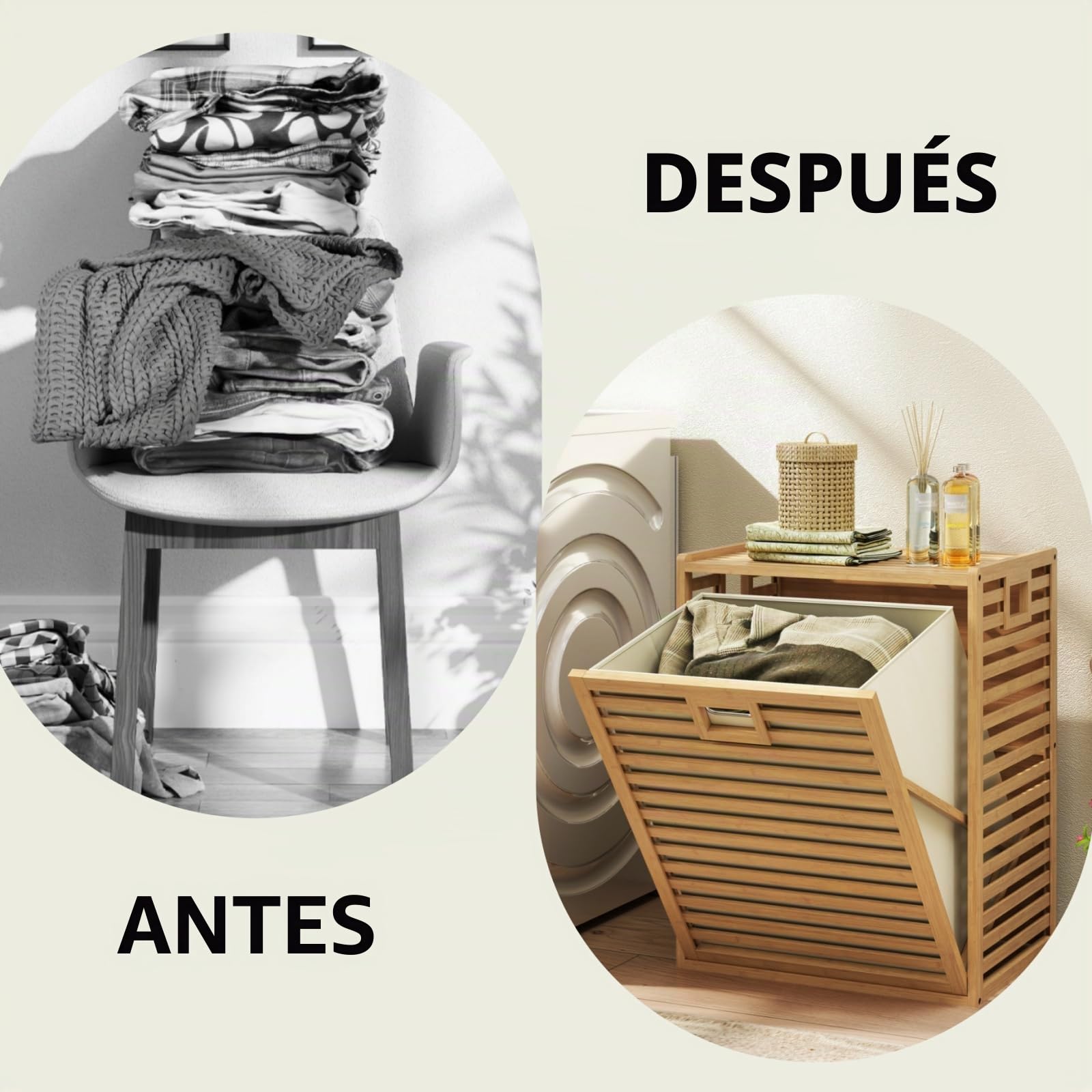 LIFEZEAL Cesto para la ropa sucia, 68L, cesta de bambú con bolsa de tela extraíble y plegable, ahorra espacio para baño, lavandería