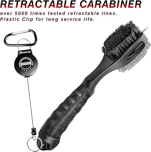Miniatura 6 de CHAMPKEY PRO Cepillo retráctil para palo de golf - Cabezal de cepillo sobredimensionado con empuñadura de goma suave y limpiador de ranuras