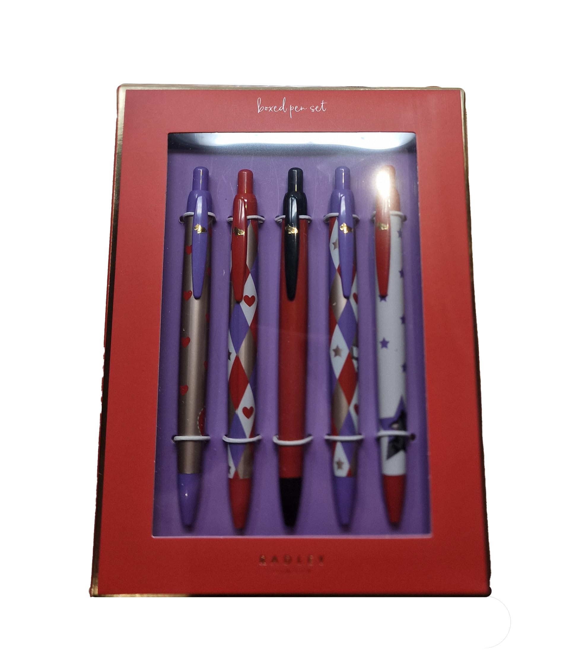 RADLEY London Black Ink Pen Set of 5, Plastic Retractable Pens, Cute Click Pens for Office or School Supplies Harlequin - Image 3