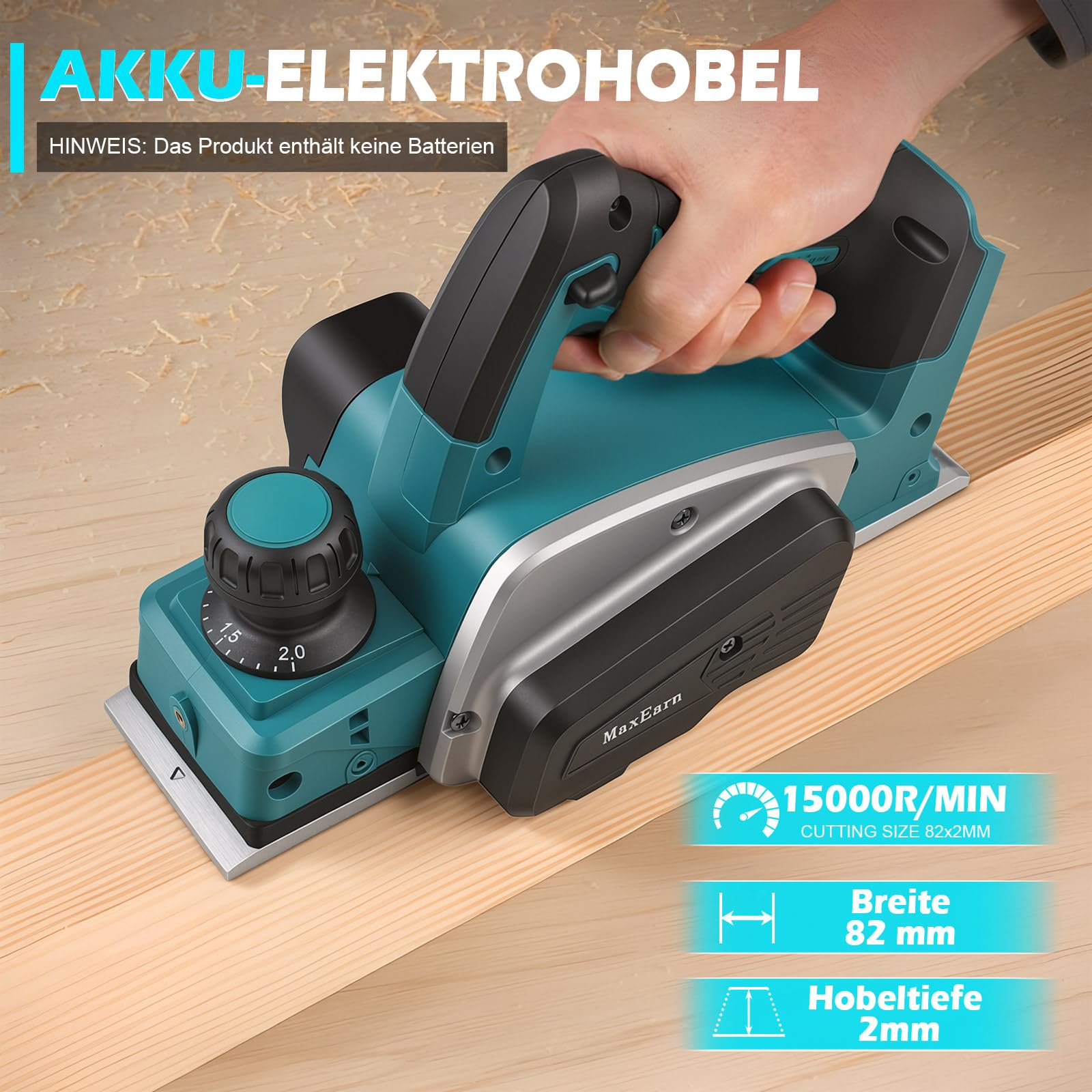Akku-Elektrohobel 82 mm Kompatibel mit Makita 18V Akku (ohne Akku)