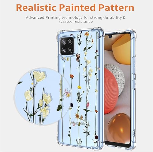 Miniatura 3 de Funda para Galaxy A42 5G, Samsung M42 5G SM-A426 con protector de pantalla, funda transparente con patrones de jardín de flores, funda protectora