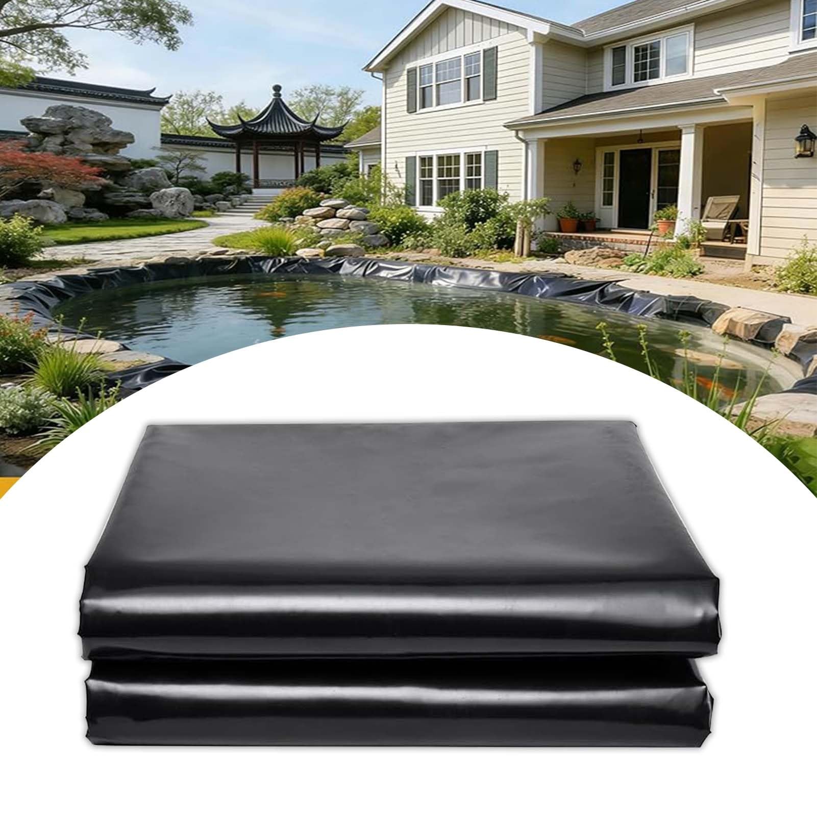 Whnoorher Pond Liner - 0.13mm Thick Black HDPE Geomembrane 4x6m 5X5m 10x15m UV Resistant Preformed Pond Liner Foldable Impermeable Film for Garden Waterscape(3x7m(9.8x23ft))