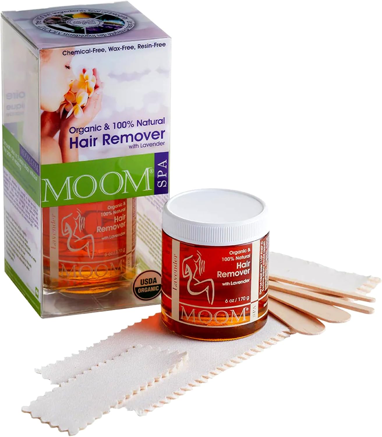 MOOM Organic Sugar Wax Hair Removal Kit, For Underarm