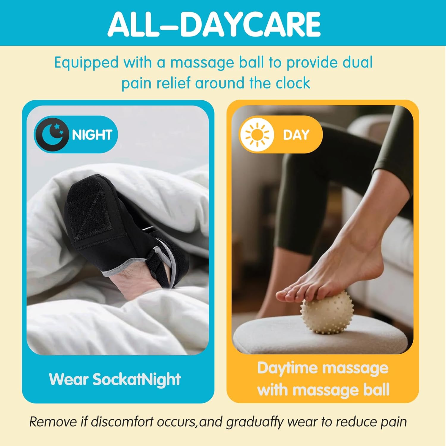 Plantar Fasciitis Night Splint Socks with Massage Ball for Tendonitis, Achilles, Foot Drop, Heel Pain Foot Splint, Adjustable Plantar Fasciitis Brace for women & men, Recover While You Rest and Sleep - Image 7