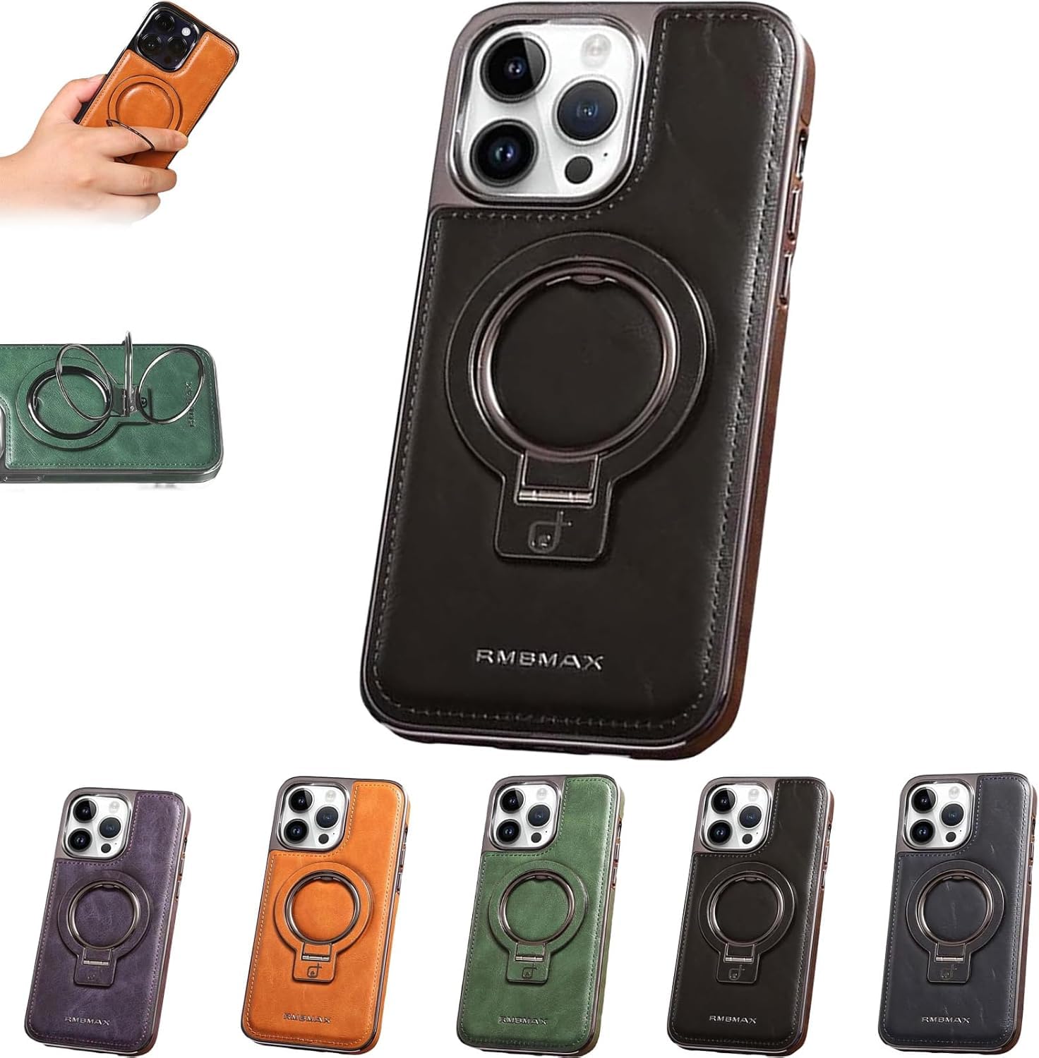 Leather Invisible Stand Phone Case for iPhone, Upgraded Camera Protection, Precise Cutouts, Versatile Stand Function, Polyurethane, Leather (Black, iPhone 12 PRO MAX)