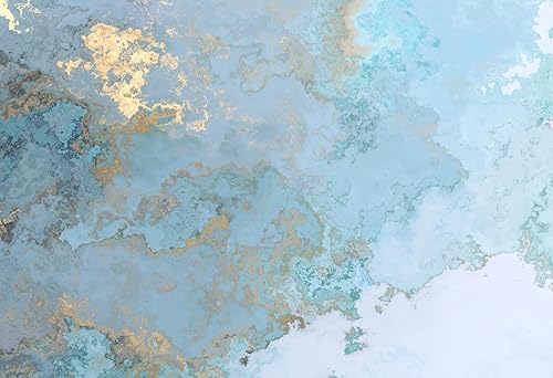 Miniatura 2 de MFWFM Papel tapiz abstracto con textura de mármol azul dorado (no autoadhesivo)