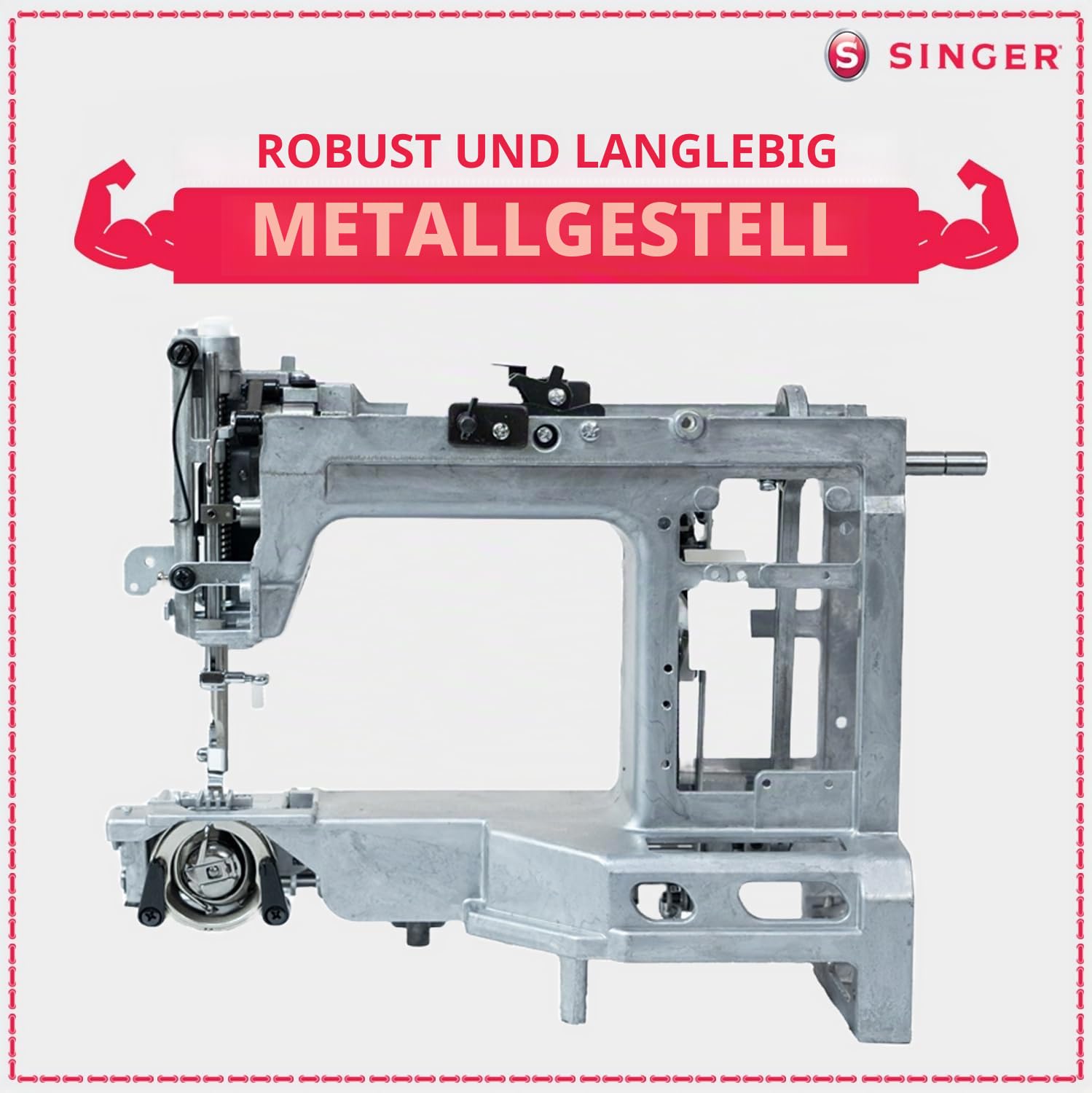 Singer Nähmaschine 1409 für Anfänger - 15 Nähvorgänge, 4-Stufen-Öse, Stichlängeneinstellung und einstellbare Zick-Zack-Breite, Rückwärtshebel, Freiarm, inklusive Softcover - Singer Nähmaschine