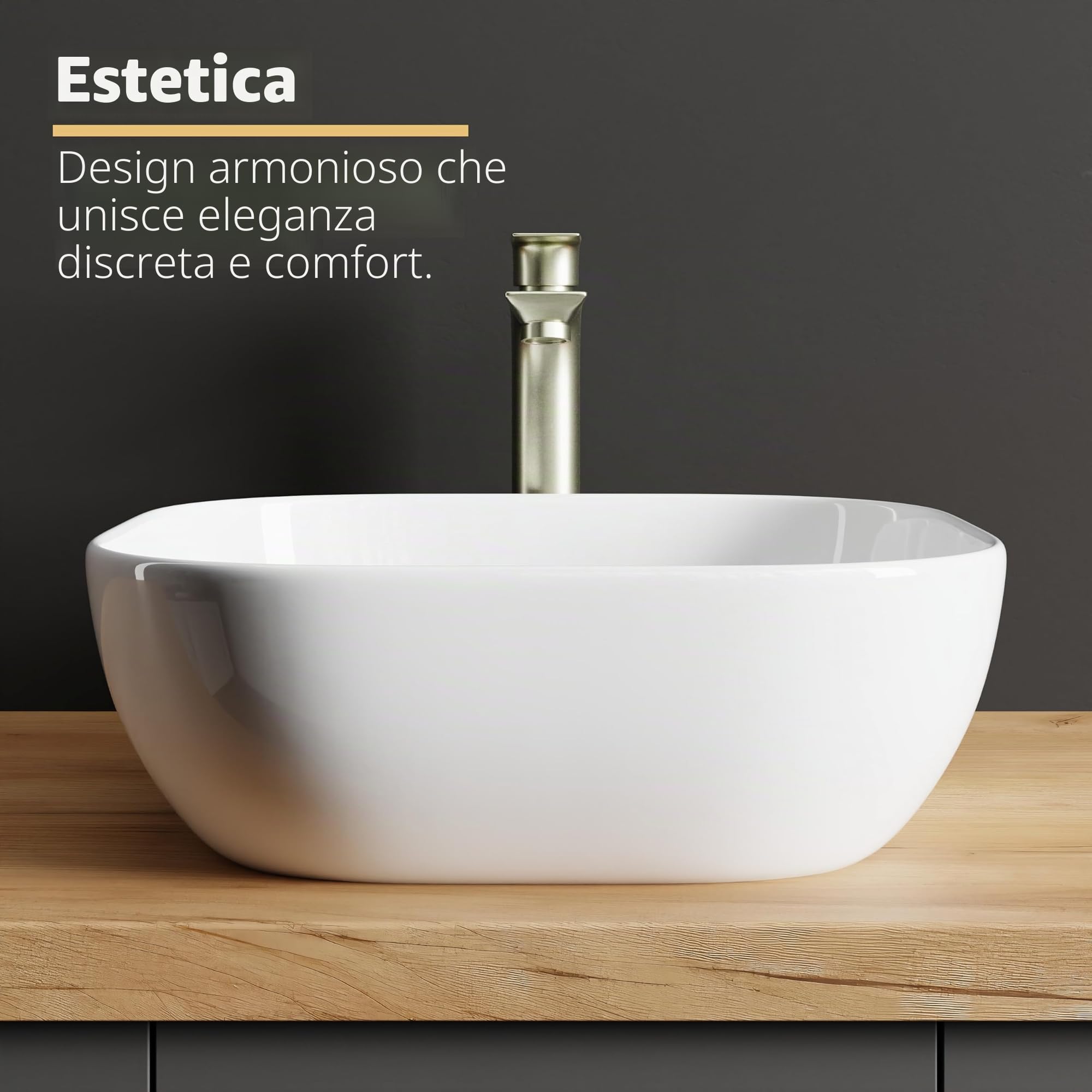 Planetmöbel Rubinetto miscelatore da bagno con cartuccia in ceramica, rubinetto per lavabo da bagno, miscelatore monocomando, altezza 17 cm, spazzola dorata