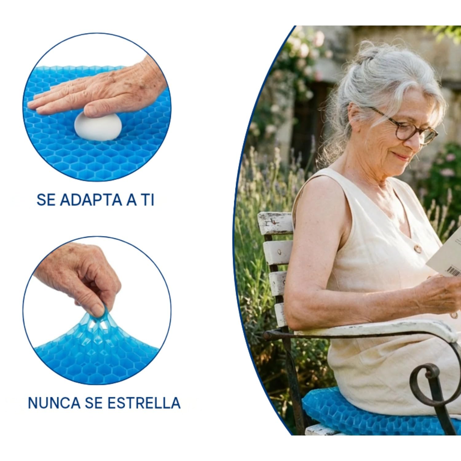 Cojín De Gel - Assiva Cojín Ortopédico En Forma De Panal, Anti-escaras, Transpirable, Ergonómico, Funda Extraíble Lavable, Antideslizante, Para Oficina, Coche Y Silla De Ruedas. (40*35*2.5CM)