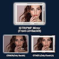 Vista 3 de Espejo de baño LED de 55 x 36 pulgadas con luces, retroiluminado y frontal iluminado para pared, espejo de tocador LED antiempañamiento regulable