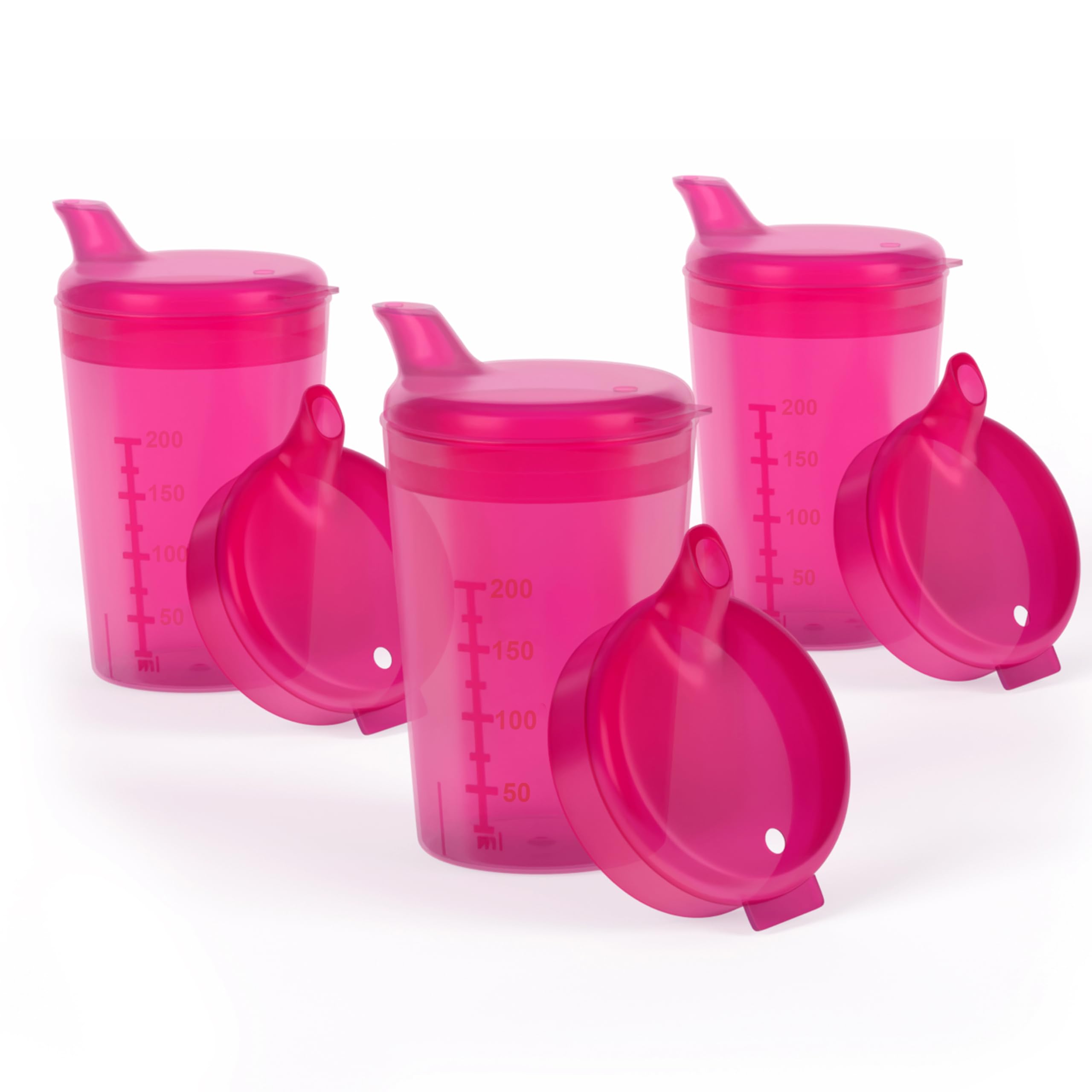 Pack of 3 250 ml Adult Sippy Cups / Drinking Aid Sets with Two Lids (Large & Small Opening) per Set - Choice of Colours (Red)-picture-14