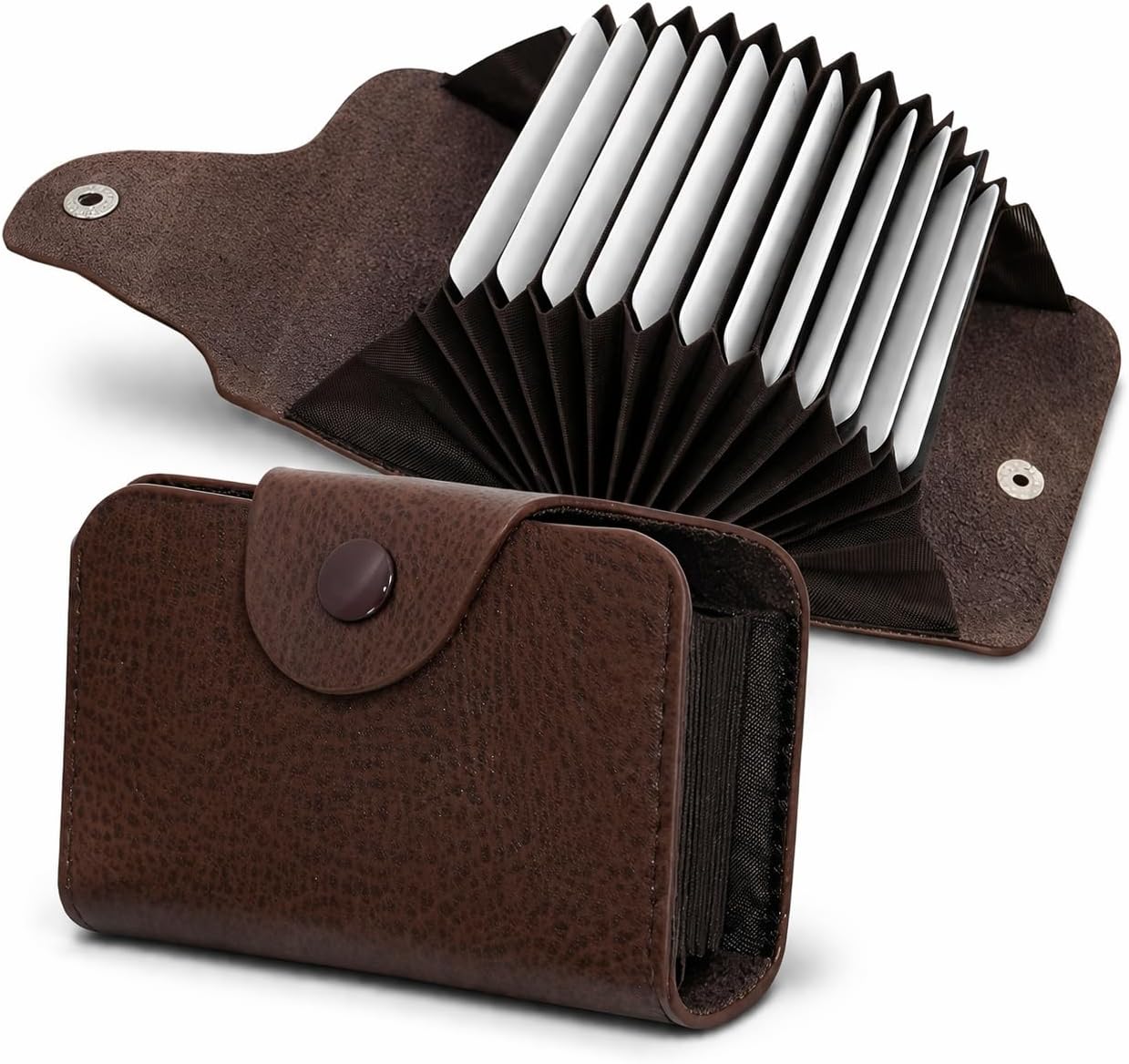 13 Slots Leather Credit Card Holder Wallet for Men & Women (10.5 x 7.5 x 2.6 cm, Brown)