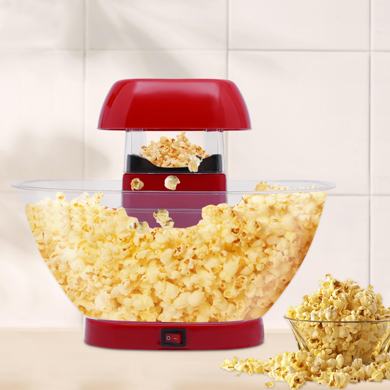 Aparatos de palomitas de maíz con palomitas de maíz, caja resistente, construcción estable, fácil de usar, palomitas estilo cine, termostato integrado, base calefactora, cocina, fiesta de