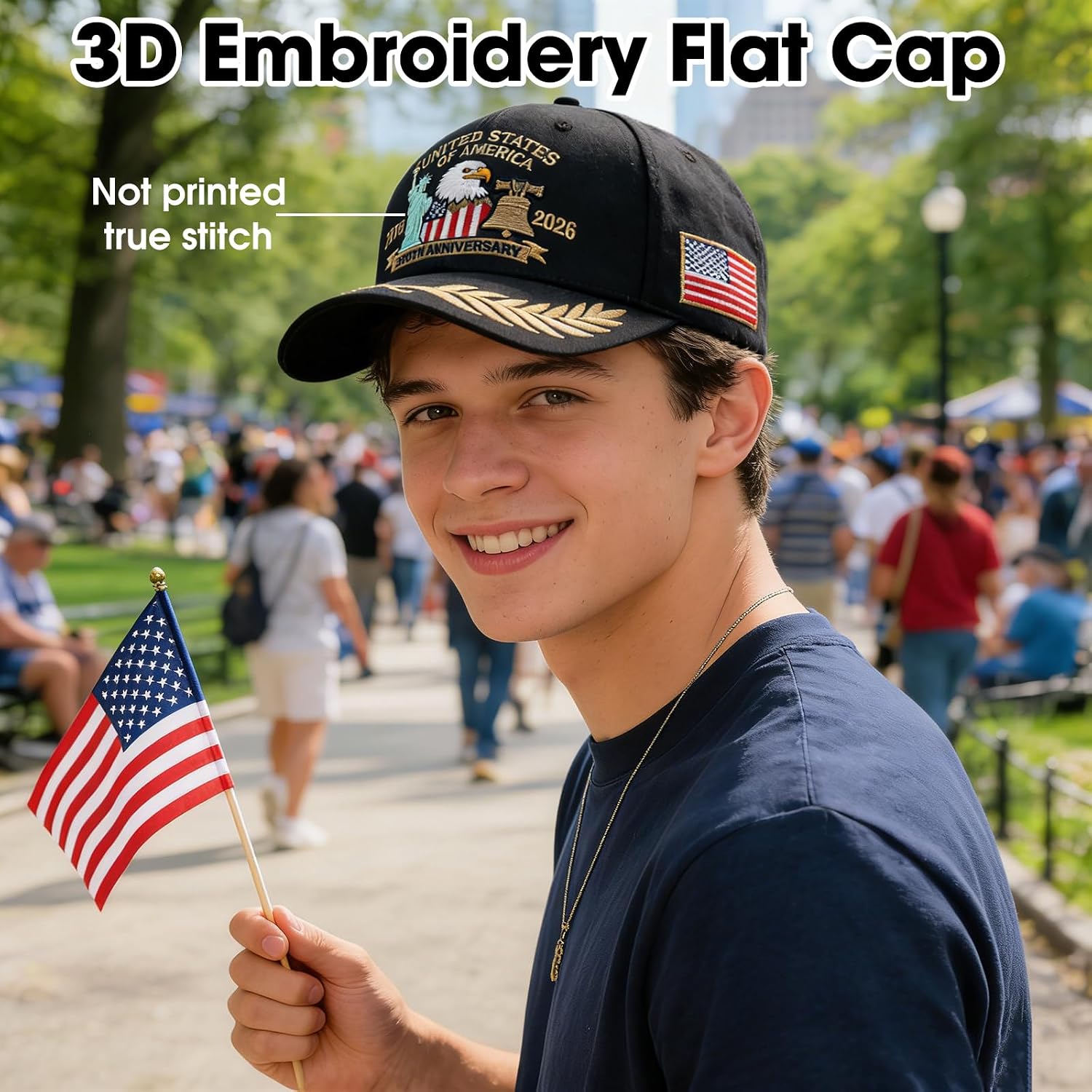 United States 250 Anniversary USA Hat, 1776-2026 Adjustable Eagle & Liberty Embroidered Patriotic Hats