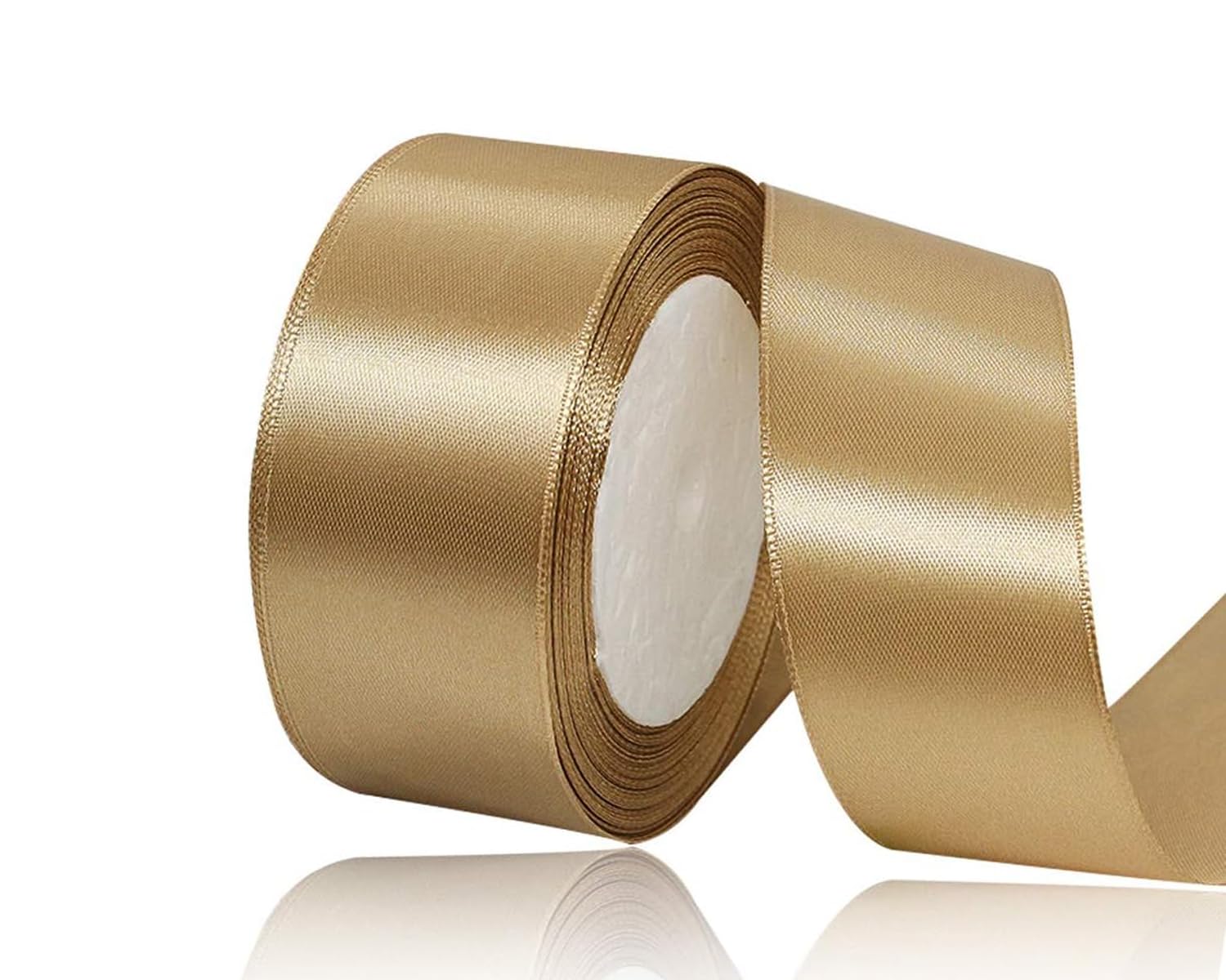 Champagne Gold Satin Ribbon 40mm, 22 Meters Champagne Gold Fabric Ribbons for Gift Wrapping Crafting, Hair Bows, Sewing