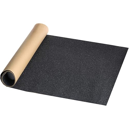 11" x 50" Black Skateboard Grip Tape Sheet, ZUEXT Bubble Free Waterproof Scooter Grip Tape, Longboard Griptape, Sandpaper for Rollerboard, Stairs, Gun, Pedal, Pistol, Wheelchair, Steps (125x27cm)