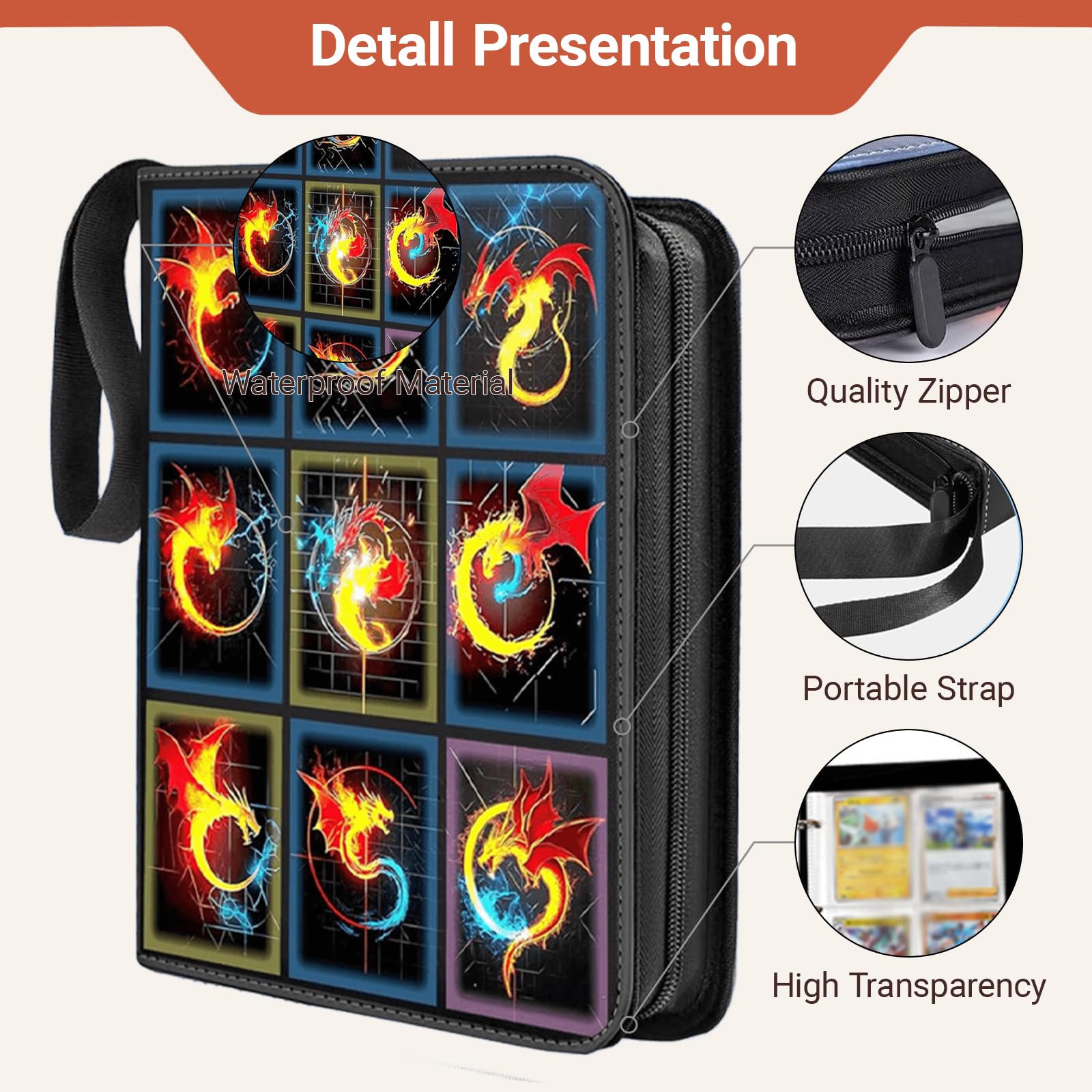 ZHUIYIWIN 4 Pocket Trading Card Binder,400 Pockets Card Binder Folder - Image 4