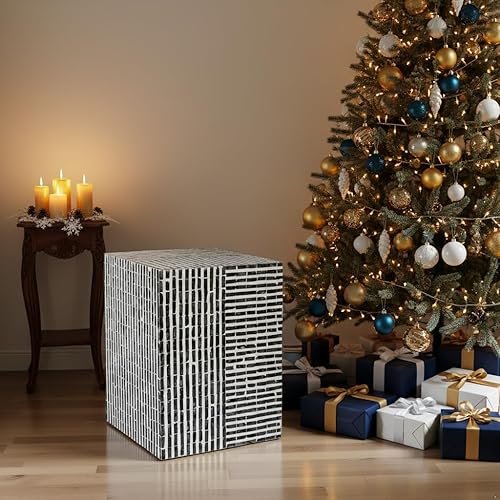 Vista 5 de PEMAR Capiz Shell - Mesa auxiliar cuadrada de tambor, mesa auxiliar contemporánea, mosaico, decoración para patio, café, decoración bohemia, mesita