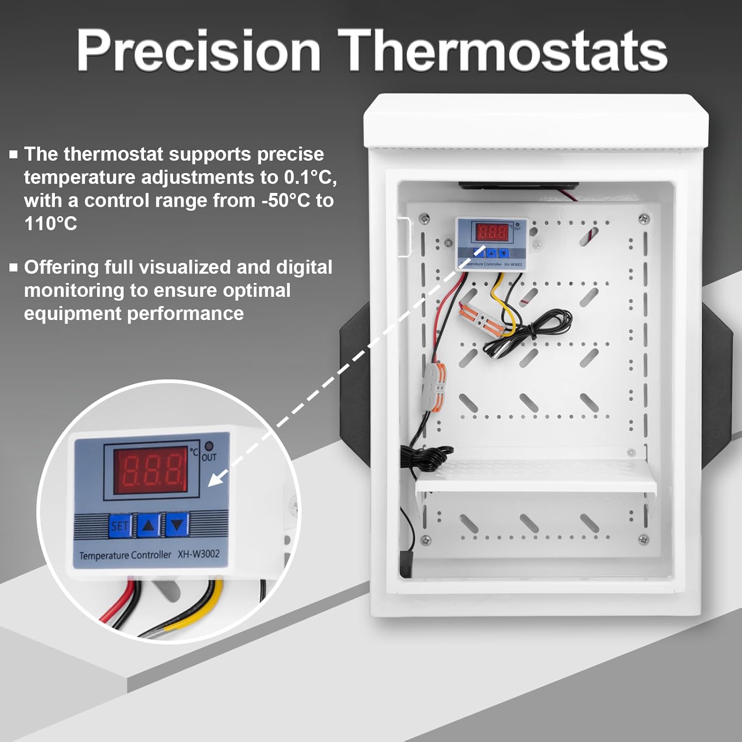 Outdoor Electrical Box with Thermostat and Fan, One-Piece Ventilation Design, Galvanized Steel, Aluminum Rear Beam, IP65 Waterproof,Wall/Pole Mounted (15.7"x11.8"x5.9")