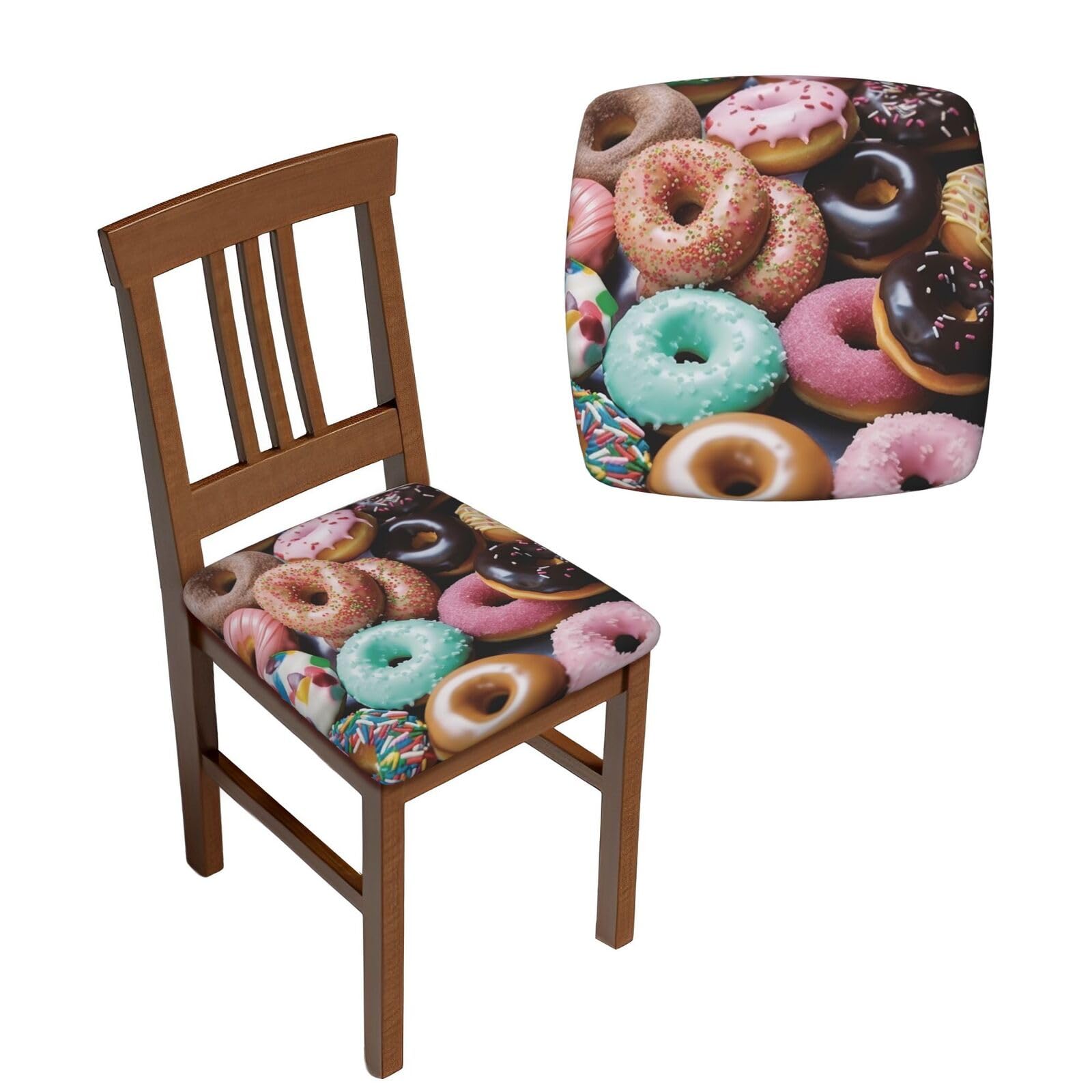NONHAI 4PCS Dining Chair Seat Covers Set Donuts Stretch Removable Chairs Covers Washable Seat Cushion Slipcovers Protector for Dining Room Kitchen Chairs