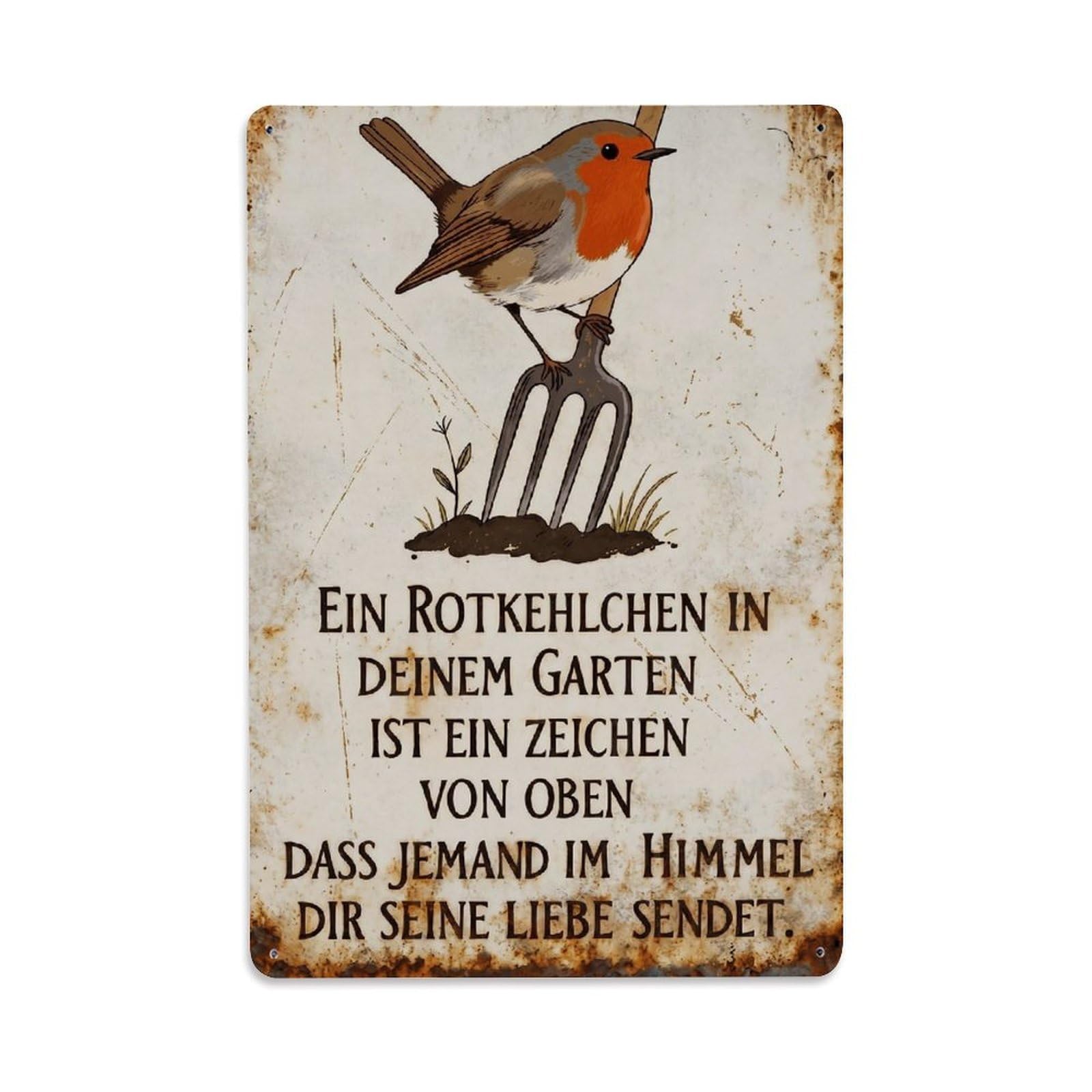 Robin Bird Garden Quote Watering Can Metal Tin Sign