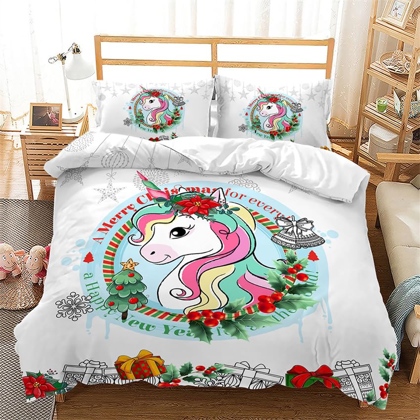 Housse de couette 240 x 260 licorne parure de lit adulte fermeture éclair 50x75