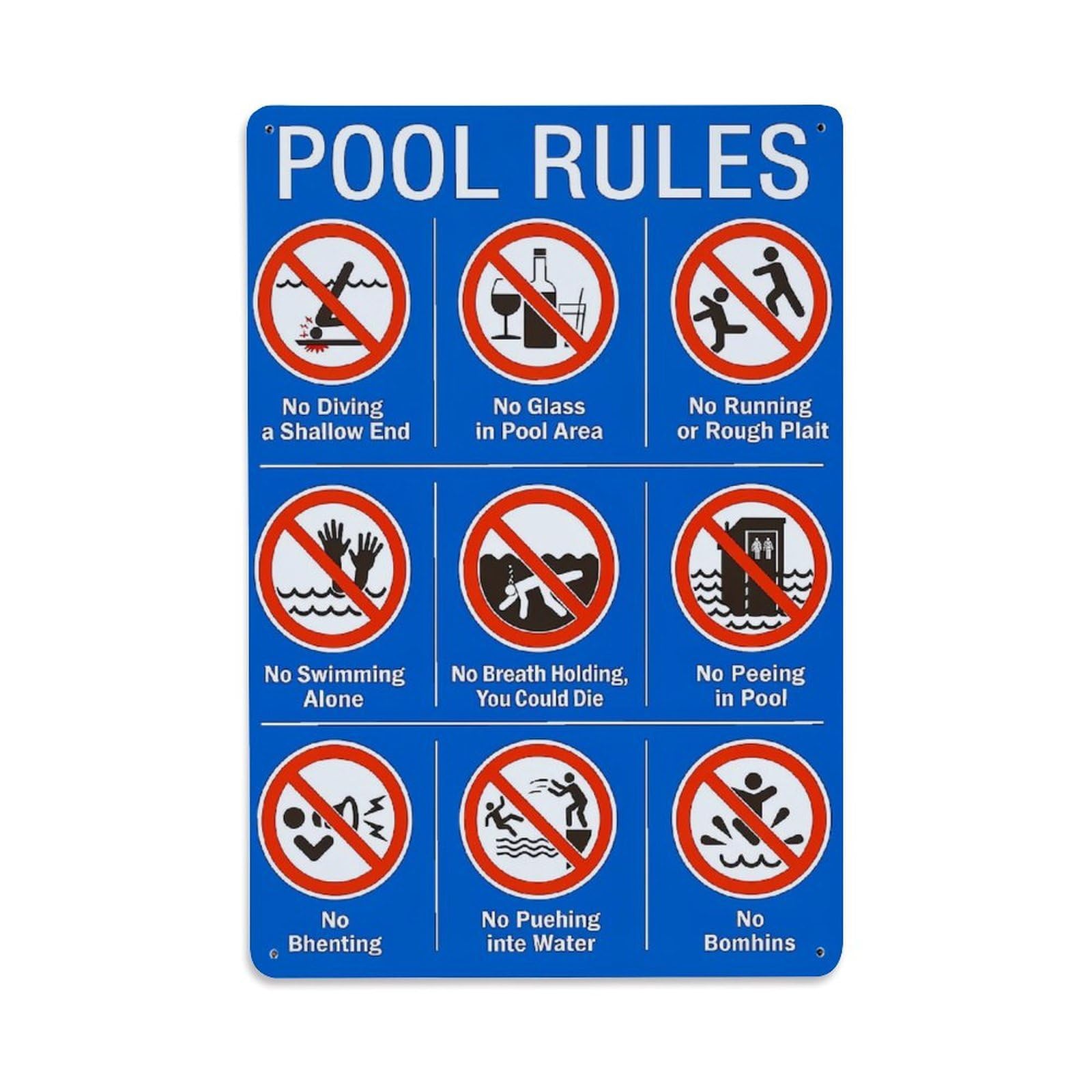 Nestemfo Vintage Pool Rules Safety Sign Poster Tin Sign Metal Sign, Living Room,Bar, Home, Bedroom Wall Decor,Retro Metal Poster 8X12 Inches