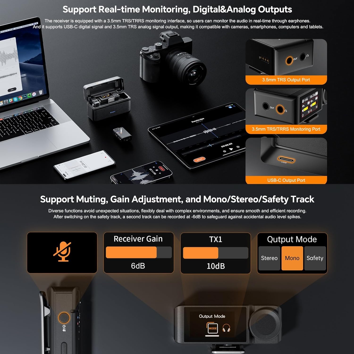 COMICA BooMax Wireless Lavalier Microphone for Cameras, Smartphones, 2.4G Internal Dual Lapel Mic with 32G Storage,Noise Cancellation,IPS Touchscreen for Vlogs, Interviews, Live Streamings,TikTok - Image 6