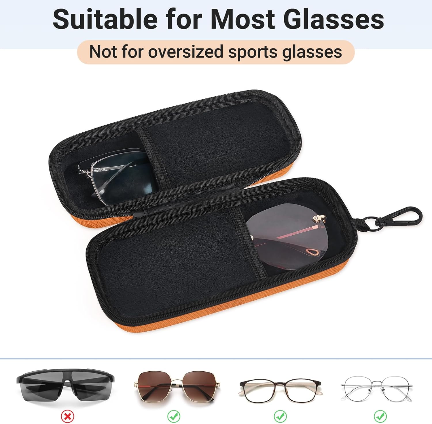 Mkono Double Eyeglasses Case, EVA Hard Shell Travel Sunglass Organizer with Zipper Closure Multiple Glasses Case for Travel - Image 5