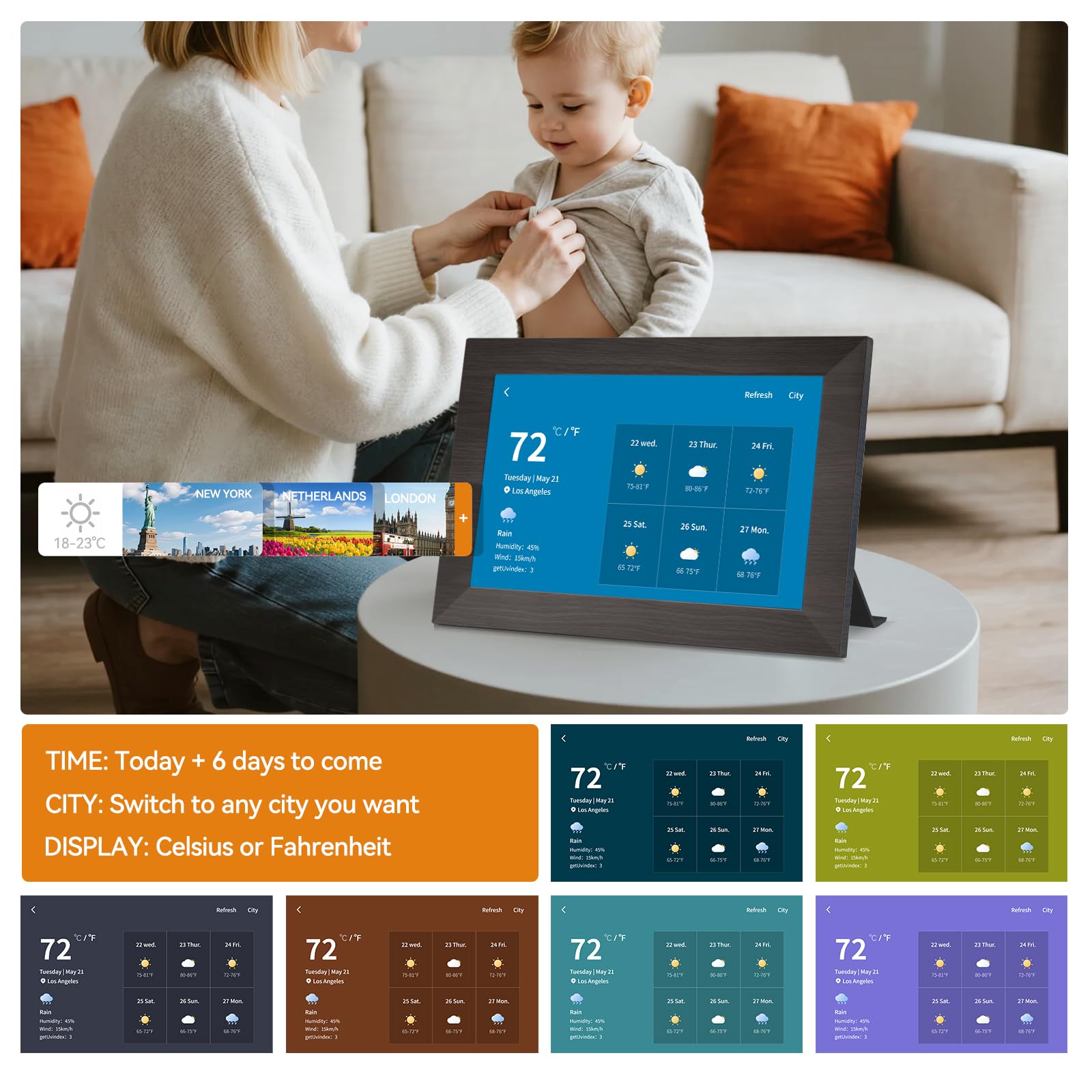 Cadre Photo Numérique 10 Pouces, WiFi intégré en mémoire de 32 Go, Cadre électronique avec écran Tactile IPS, Rotation Automatique, Partage Facile de Photos ou de vidéos Via Application