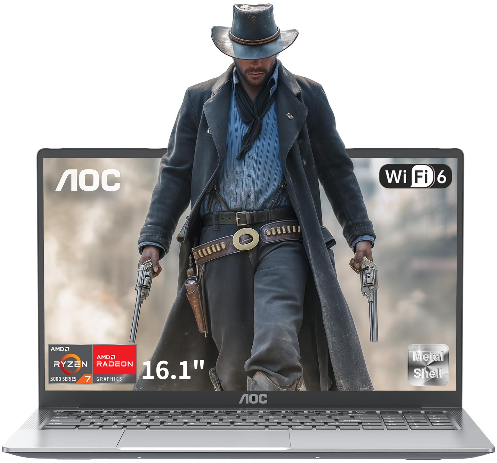 AOC 2025 Laptop with AMD Ryzen 7 5700U Processor(8C/16T, Up to 4.3GHz), 16.1 inch FHD Display Laptop 16GB RAM 512GB NVMe SSD Laptop Computer, USB3.2, Type-C, WiFi 6, 53Wh Battery, Backlit KB