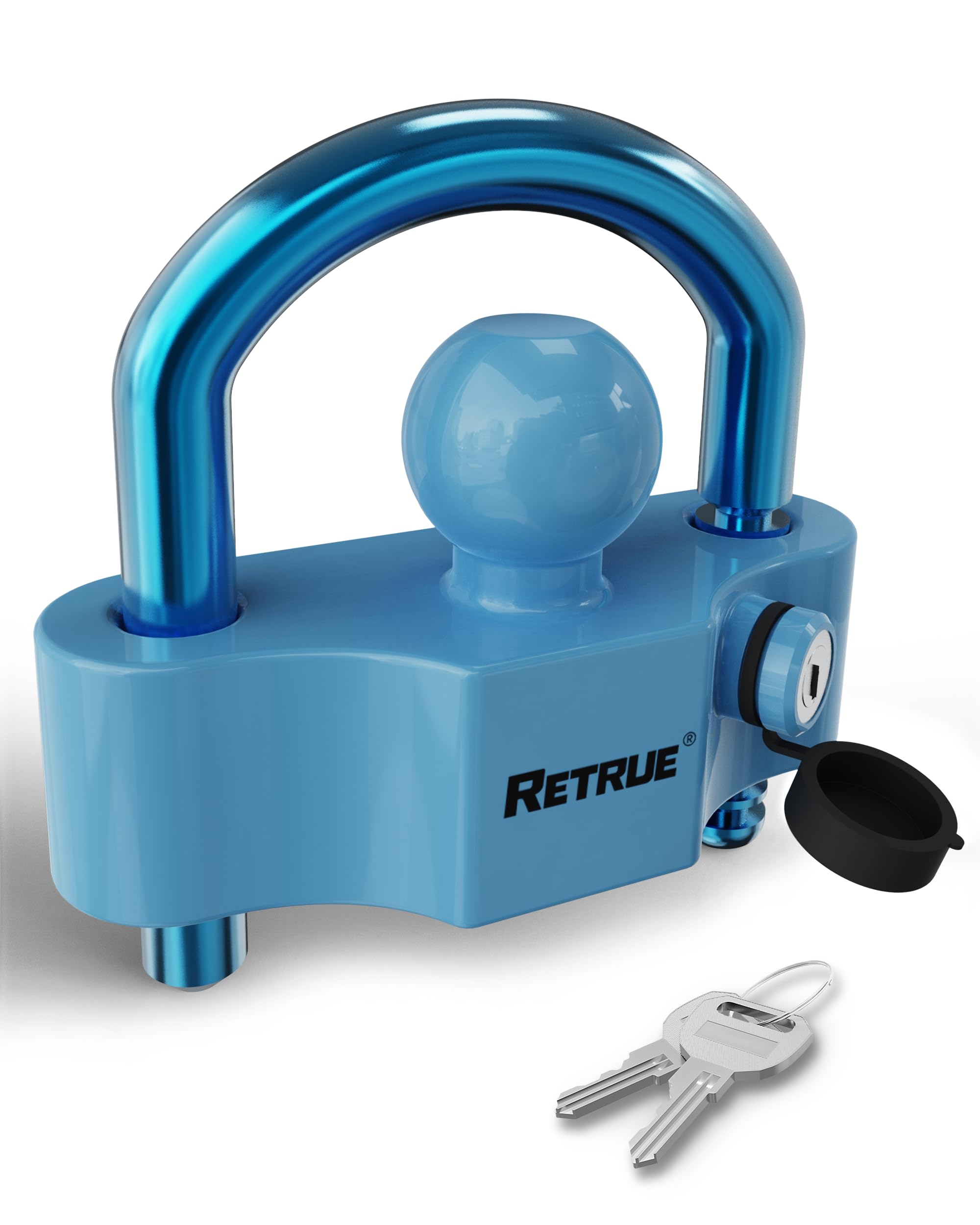 Photo 1 of **SCRAPES**RETRUE Universal Coupler Lock Trailer Locks Ball Hitch Trailer Hitch Lock Adjustable Security Heavy-Duty Steel Fits 1-7/8 Inch, 2 Inch, 2-5/16 Inch Couplers Blue & Blue