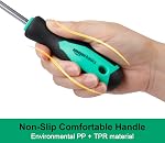 Amazon Basics Magnetic Screwdrivers Set, Includes Phillips, Slotted, Torx, Square, and Stubby Screwdrivers, 12-Piece Hand Tools Set, Turquoise