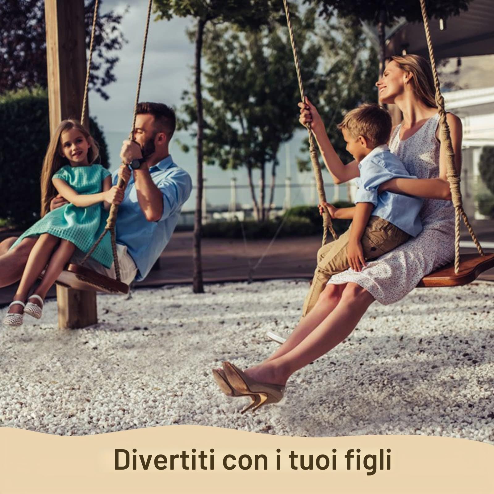 Altalena in legno per albero, capacità di carico 227 kg, altalena in legno per adulti e bambini, altezza regolabile, altalena sospesa impermeabile per interni, esterni, cortile, giardino, parco giochi