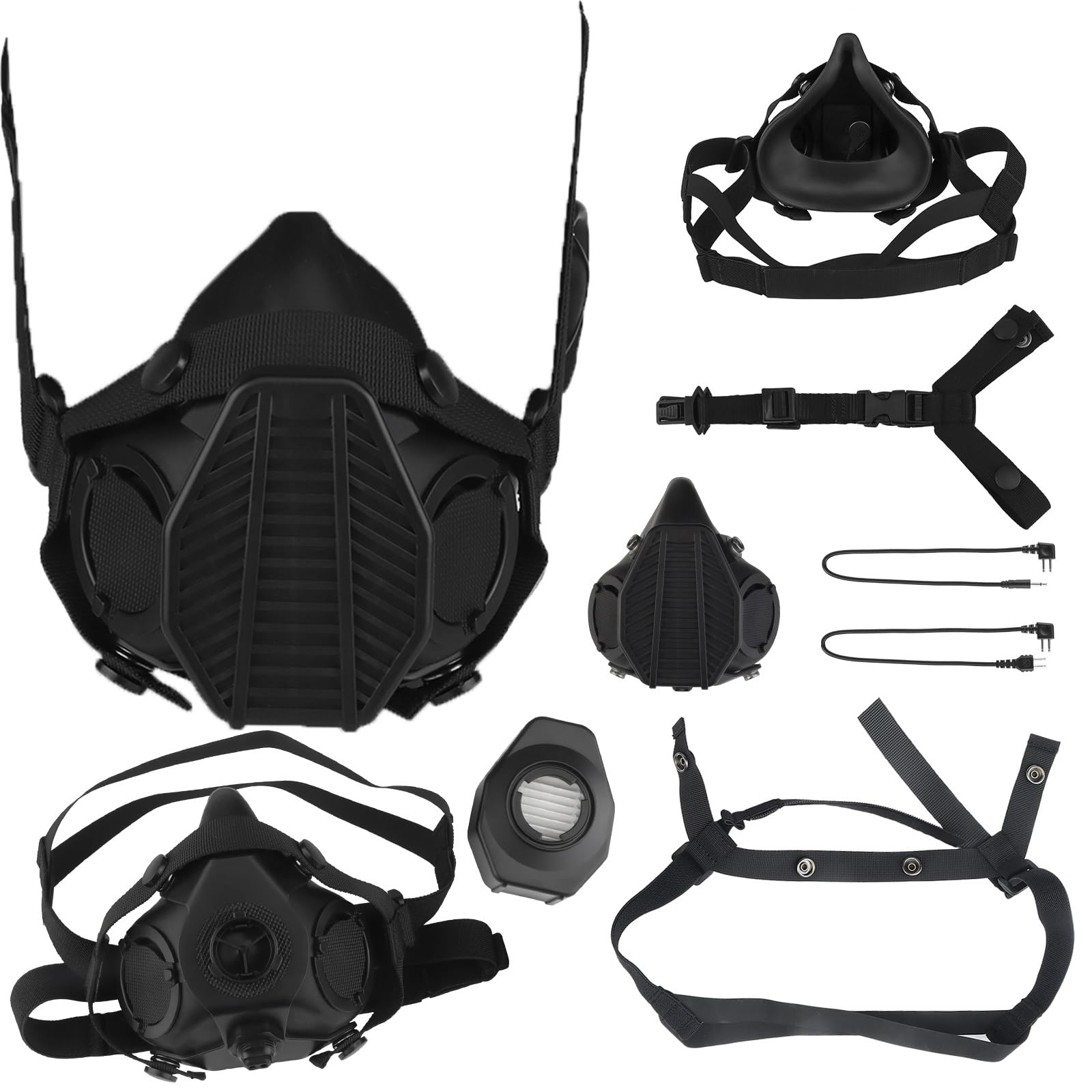 Respirador táctico SOTR de media cara con micrófono integrado y filtro reemplazable, máscara lista para comunicación para Airsoft
