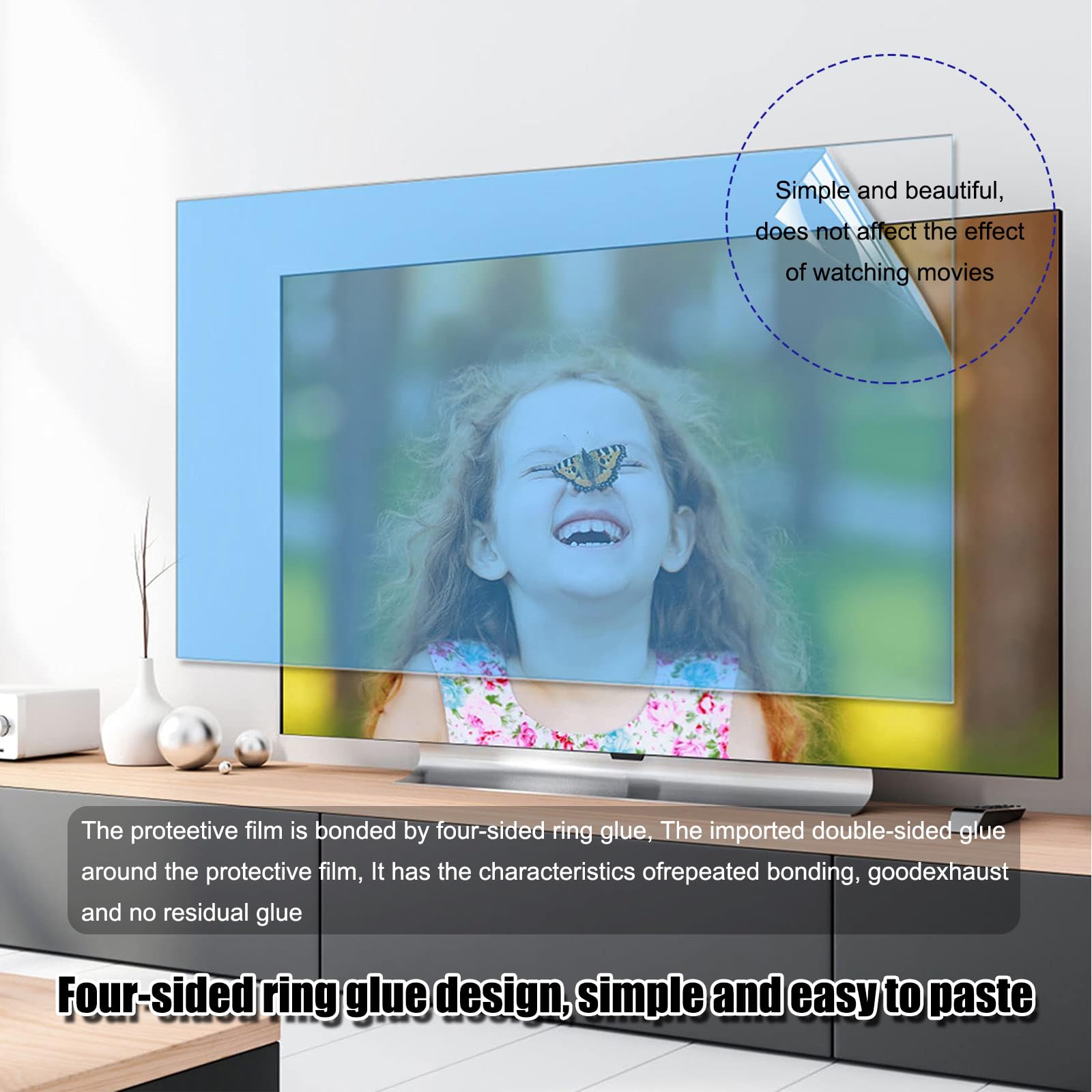 Lámina Protectora para televisor de 55 Pulgadas: antirreflejos, antirayaduras y Anti-luz Azul; protección Ocular contra los Rayos UV,55in(1221×689mm)