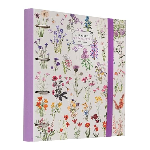 Kokonote Carpeta 4 Anillas Troquelada Botanical Wild Flowers - Archivador A4 - Carpeta Anillas Tapa Dura / Archivador 4 Anillas - Carpeta Anillas A4 - Vuelta Al Cole Material Escolar