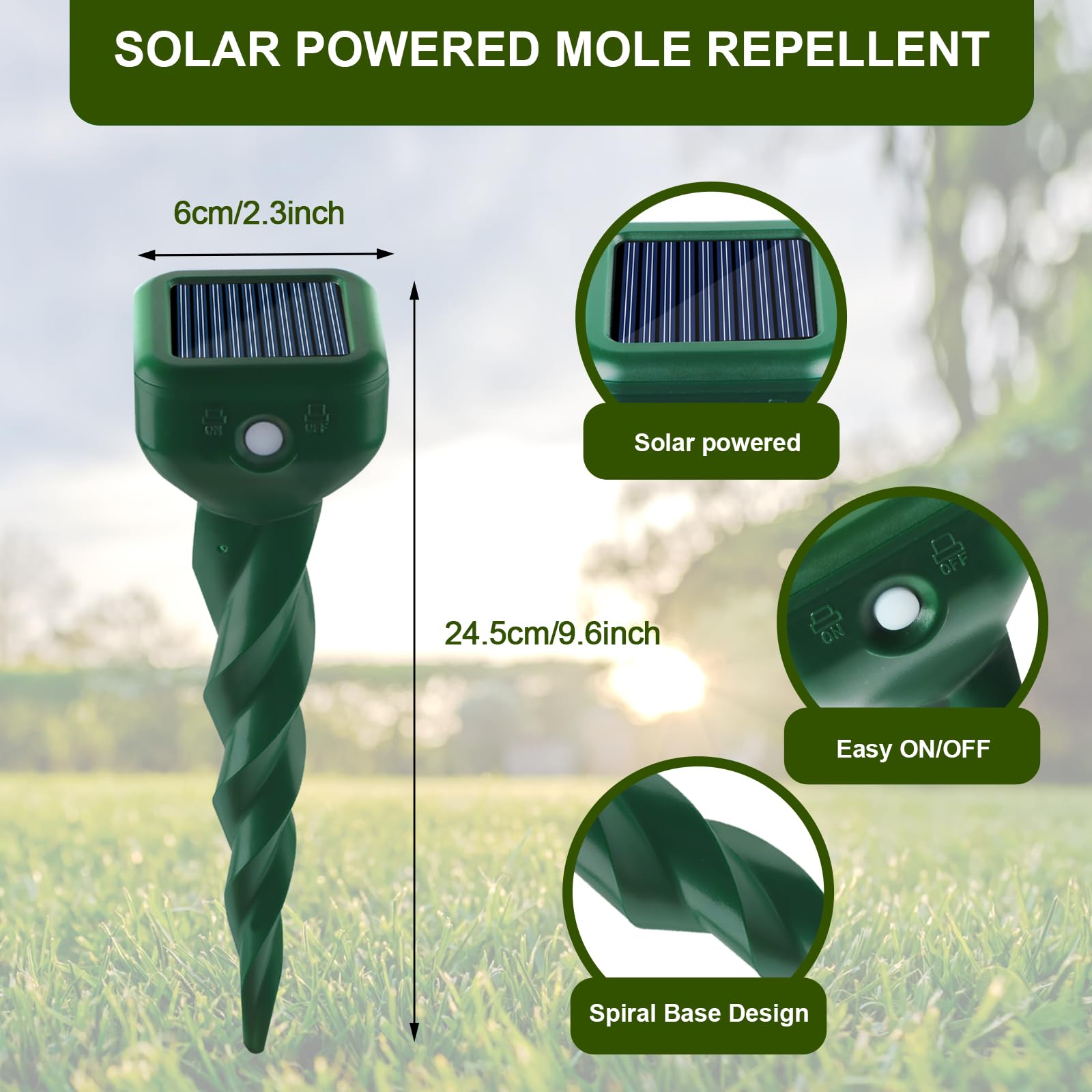 TEPENAR Set di 4 repellenti per arvicole a ultrasuoni e repellente per animali contro talpe, arvicole serpenti, marmotte (IP65 impermeabile), per giardino, prato, cortile