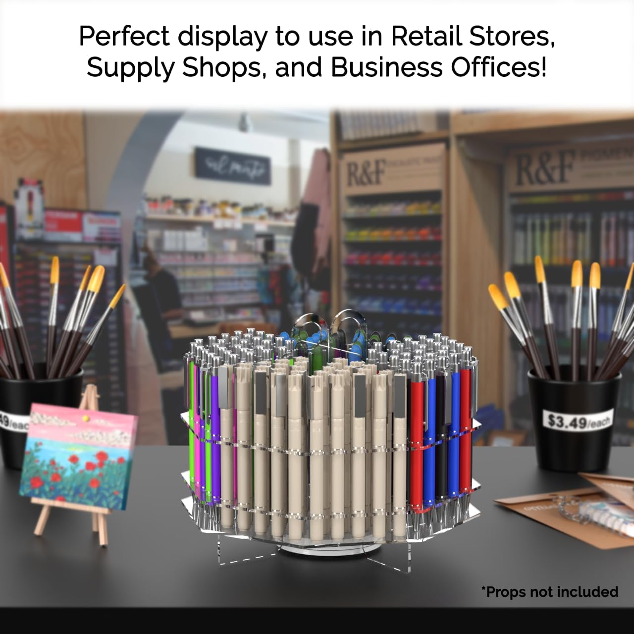 Marketing Holders 120 Slot Pen Holder Clear Acrylic Organizer Tabletop Display Color Pencils Makeup Brushes Utensil Office Craft Supply Retail Department Stores Spinning Stylish Practical and Easy