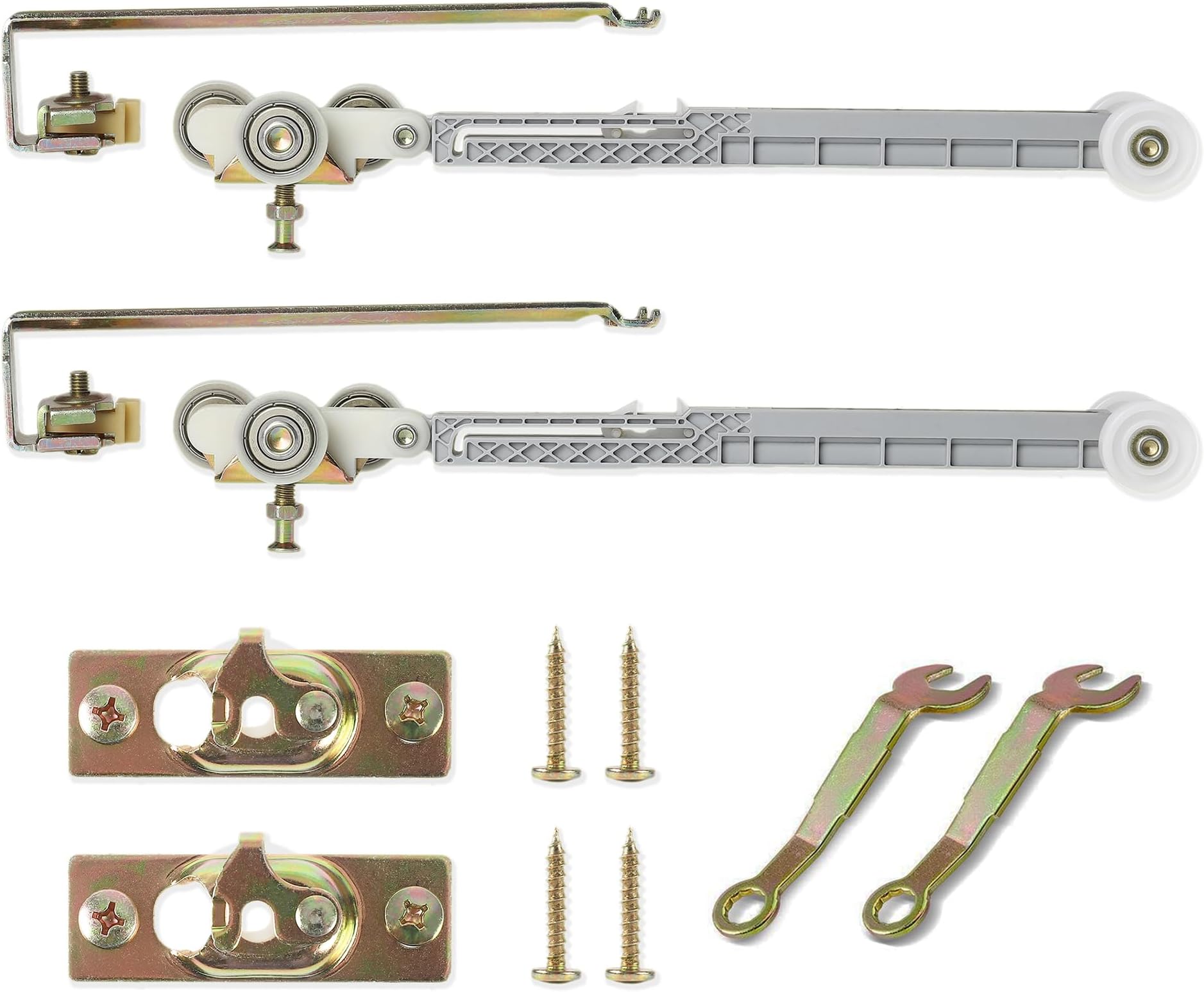 2 Set Pocket Door Soft Close Top Hanger Assemblies Fit for Johnson P/N #1060 & #1062, Works with 100, 134F, 138F, 2610F Series Track, 1" Nylon Ball Bearing Tri-Wheel, Bi-Direction