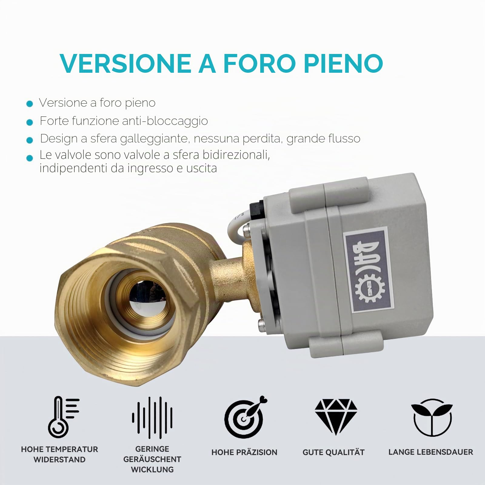 BACOENG Valvola Motorizzata AC110-230V 2 Vie 1 1/4" DN32 Ottone Elettrica Valvola a Sfera Motorizzata Elettrovalvola NC