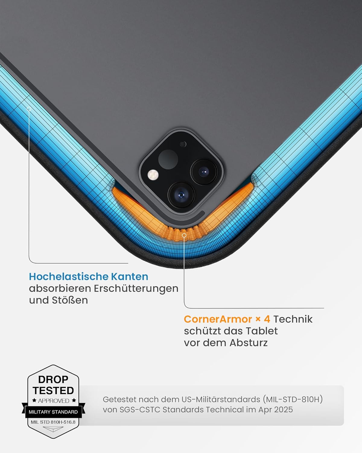 tomtoc tomtoc 360° Tablet Tasche Hülle für 11 Zoll iPad Air 2026 (M4/M3/M2), 11'' iPad Pro M5/M4 (4./3./2./1. Gen), iPad (A16)/10, iPad Air 5, Wasserabweisend Sleeve für Zubehör, Passt Magic/Smart Keyboard Grau 10,9/11 Zoll für iPad/Pro/Air in use