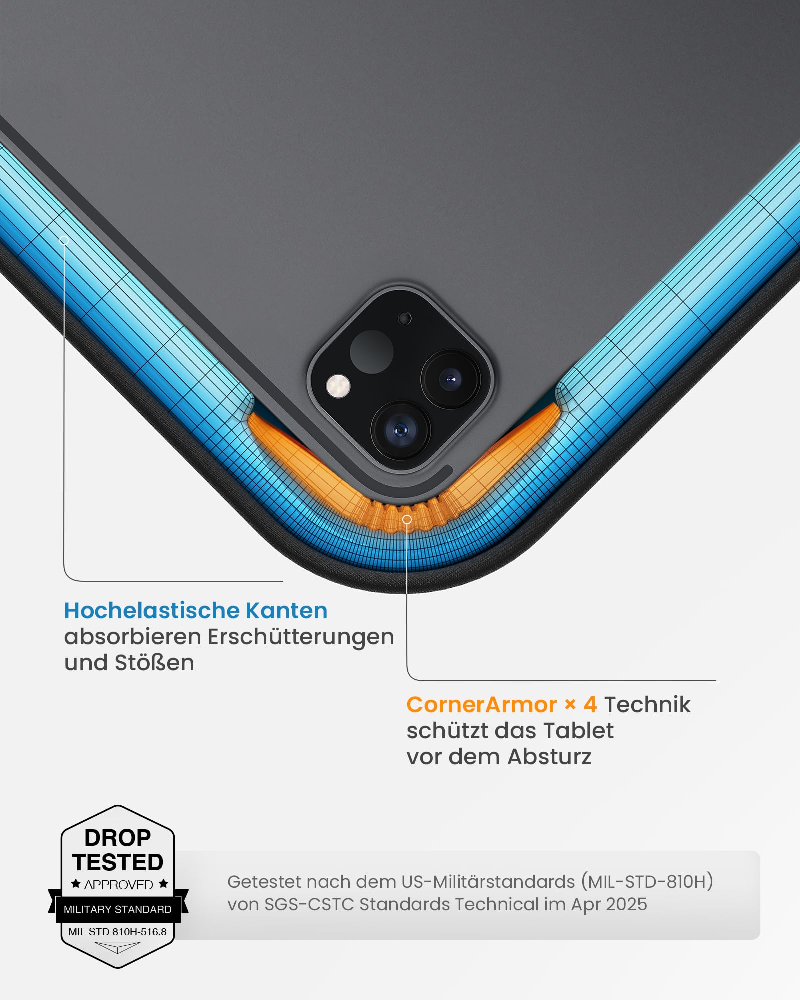 tomtoc 360° Tablet Tasche Hülle für 11 Zoll iPad Air 2026 (M4/M3/M2), 11'' iPad Pro M5/M4 (4./3./2./1. Gen), iPad (A16)/10, iPad Air 5, Wasserabweisend Sleeve für Zubehör, Passt Magic/Smart Keyboard Grau 10,9/11 Zoll für iPad/Pro/Air - 2