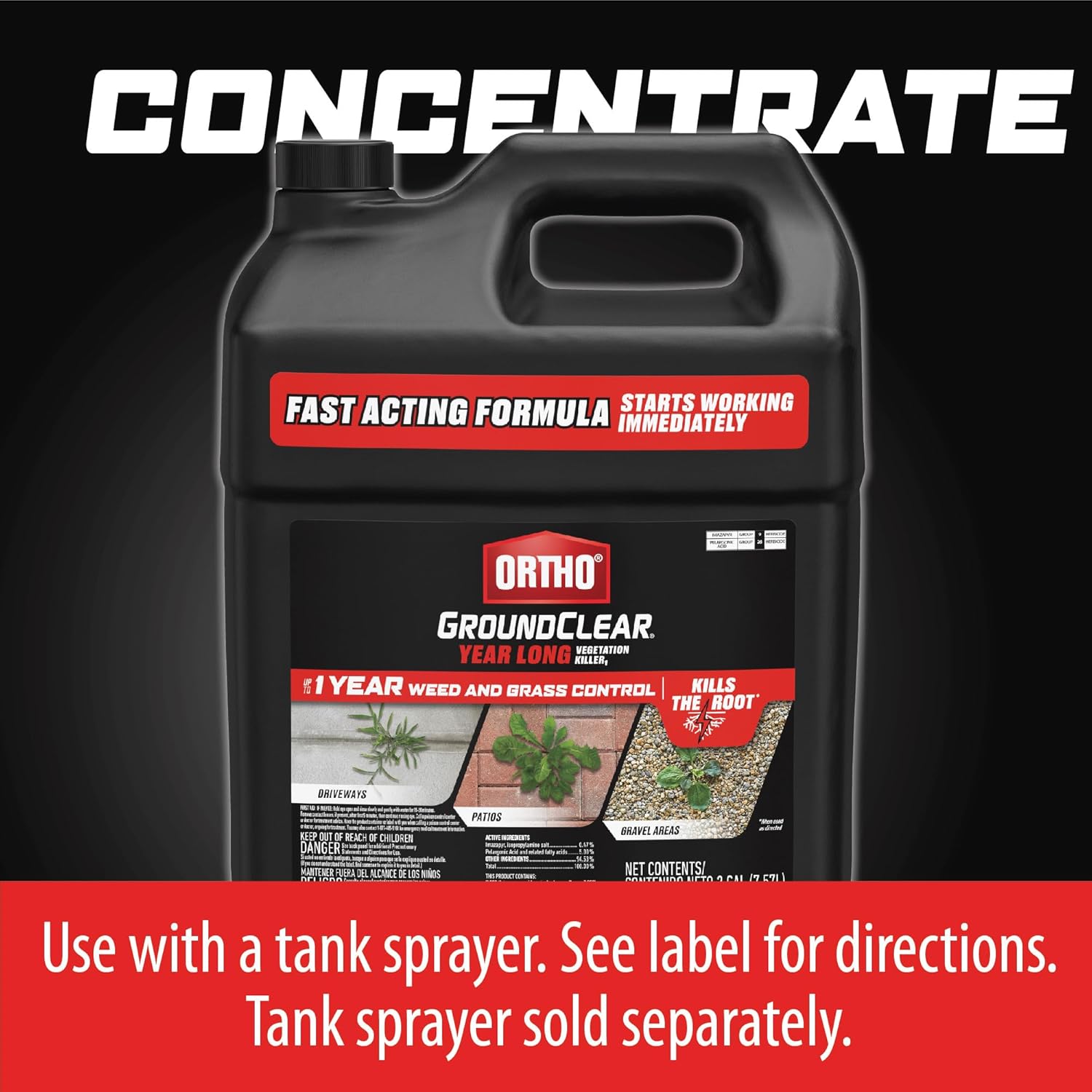 Ortho GroundClear Year Long Vegetation Killer2 Concentrate Bulk Pallet, Kills Weeds and Grasses, Prevents Unwanted Weeds and Grasses for up to 1 Year, 2 gal., Pallet of 72