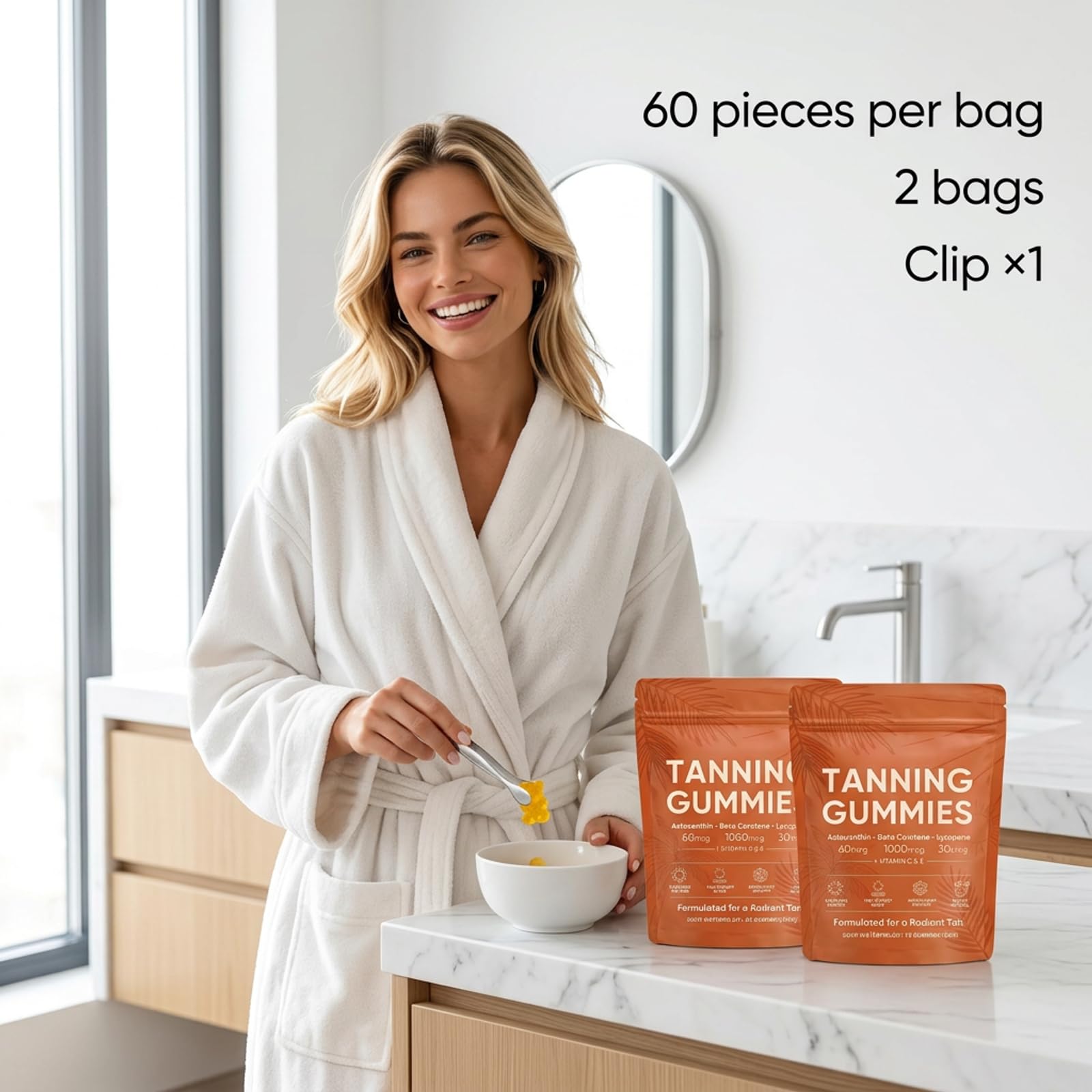 2 Paquets Gummies Autobronzant,Gommes de bronzage de la peau,Gummies bronzantes 2026 bronzage rapide sans soleil,lycopène, éclat de la peau et hydratation pour un éclat naturel