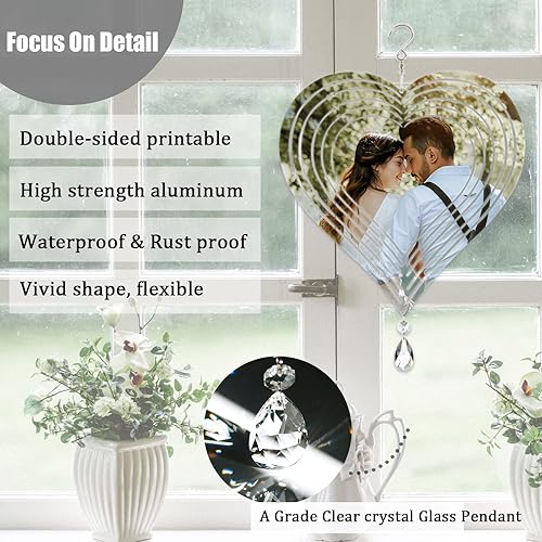 Miniatura 3 de Paquete de 4 hilanderos de viento de sublimación de 8 pulgadas, escultura de viento de metal de aluminio 3D para patio y jardín, adornos artísticos