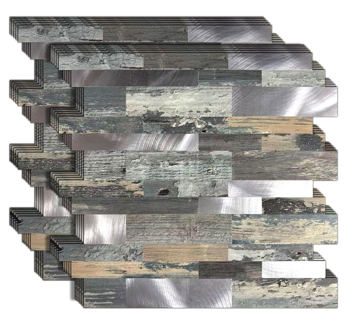 Azulejos para despegar y pegar de PVC resistente y metal mixto estilo madera para chimeneas